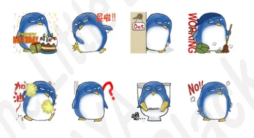 LINE原創貼圖【小黑仔和鴨鴨】--企鵝咚咚