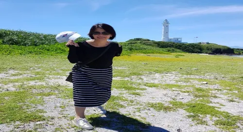 機場外的小葉羅漢松， 一棵棵都結了可愛的果實